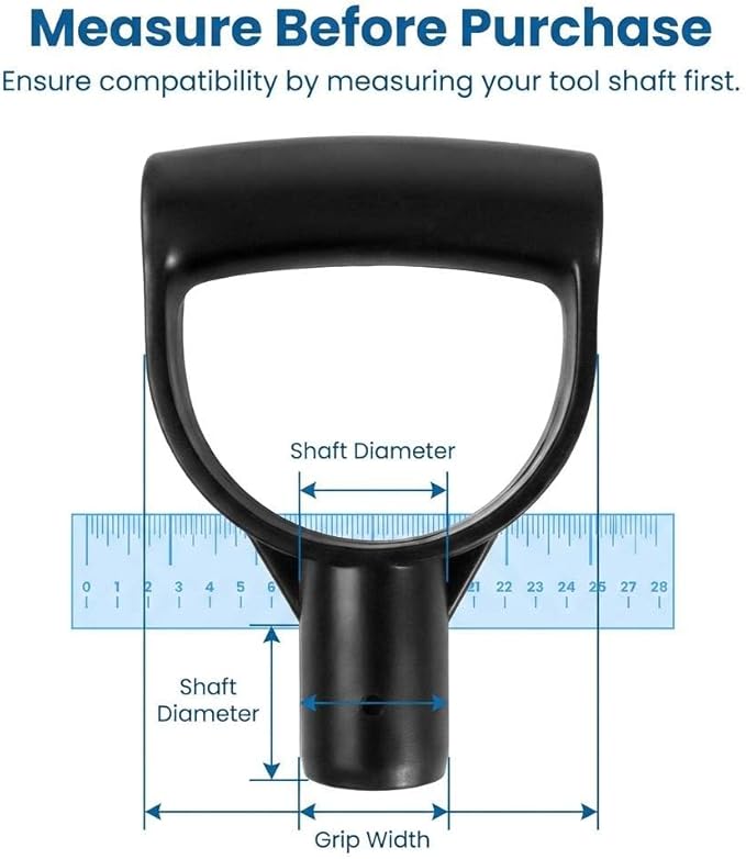 QWORK Shovel Grip Handle, 1-1/8" Inside Diameter PVC D-Shaped Grip Shovel Handle Replacement for Digging Raking Tools