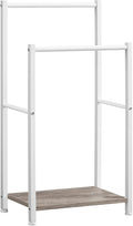 HOOBRO Free Standing Towel Rack for Bathroom, 2 Tier Blanket Rack, 16.5" L x 9.4" W x 31.5" H, Blanket Holder, Drying and Display Rack with Shelf, White and Grey WG02LB01