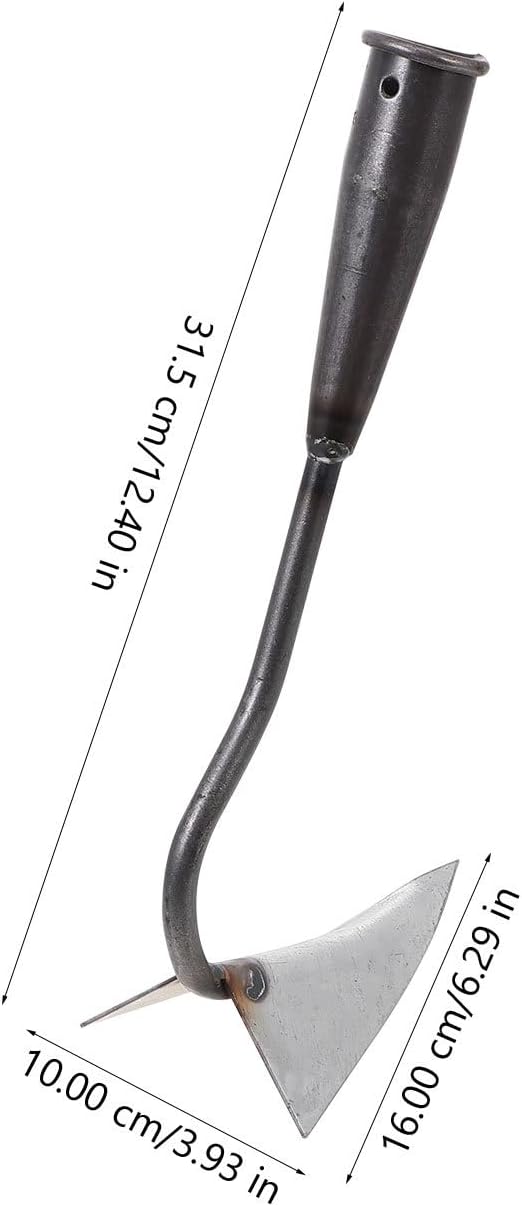 DOITOOL Triangle Hoe 12.4 Inch Manual Garden Cultivator with Sturdy Iron Head for Soil Digging Weeding and Manuring in Home Lawn and Farm Care