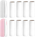 Mini Travel Lint Roller with 300 Sticky Sheets, Compact Portable Pet Hair Remover with Cover for Clothes, Travel, Small Foldable Lint Roller for Purse Car Bag Essentials (Pink and White)