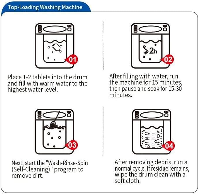 Truey Washing Machine Drum Cleaning Tablets, Deep Cleaning for Front Loader, Top Load & HE Washers, Helps Remove Odor-Causing Residues, Pet Hair & Hard Water Buildup (12 tablets)