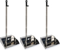 3 Pack Stainless Steel Dustpan Metal Dustpan with Handle Heavy Duty Dust Pan Upright Dust Pan for Home Office Lobby