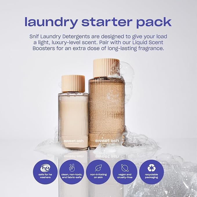 Snif Sweet Ash 16oz Laundry Detergent and 8.5oz Scent Booster Starter Pack