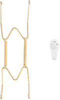 Plate Hangers for The Wall, Suitable for 8-10 inch Decorative Plate, Stainless Steel Wire Plate Holder with Wall Hooks and Rubber tip Protectors, Plate Hangers for Displaying Plates, Platter, Gold