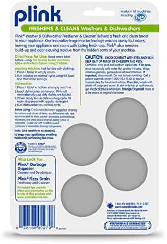 Glisten Washer Magic Washing Machine Cleaner and Deodorizer 2 Bottles and Plink Freshener Tabs 2-Pack