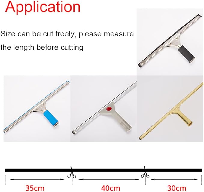 Professional Stainless Steel Handle Water Wiper Window Glass Squeegee with Replacement Rubber Blade 105cm 41inch (Black, 18in/45cm+Blade)