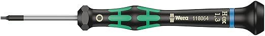 Wera 2052/6 Kraftform Micro Ballhead Hexagon Electronics Screwdriver Set and Rack, 6-Piece