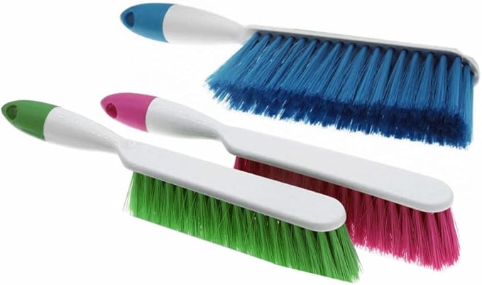 Soft Bristle Bed Sheets Sweeping Cleaning Brush with Long Hand, Counter Duster for Debris Hair Remover Desk Quilt Sofa Furniture, 3 Pack