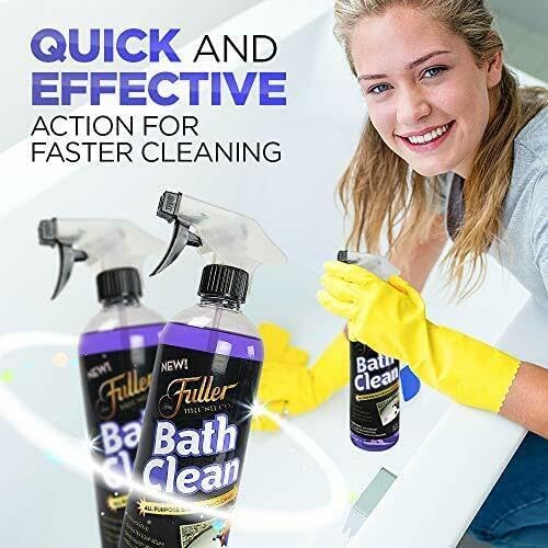 Fuller Brush Bath Clean – 24 oz Bathroom Cleaner Bottle with Spray– Dissolves Soap Scum, Hard Water Stains & Mineral Build-Up – For Sinks, Showers & Tubs – Pack of 1