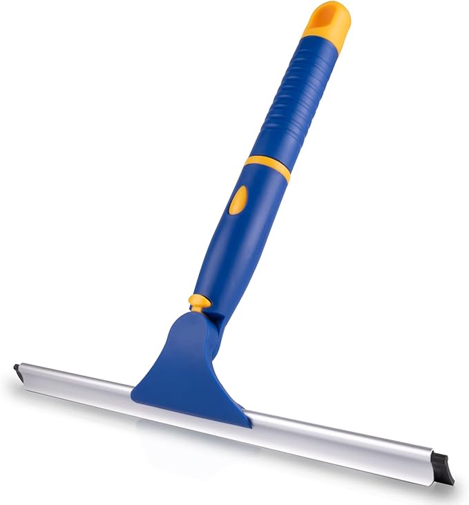 ITTAHO 10" Swivel Window Cleaning Squeegee, All-Purpose Anti-Slip Window Squeegee with 2 Blades, Window Cleaner Tool Bathroom Squeegee for Shower Doors, Tile Shower Walls，Mirrors,Car Windshields