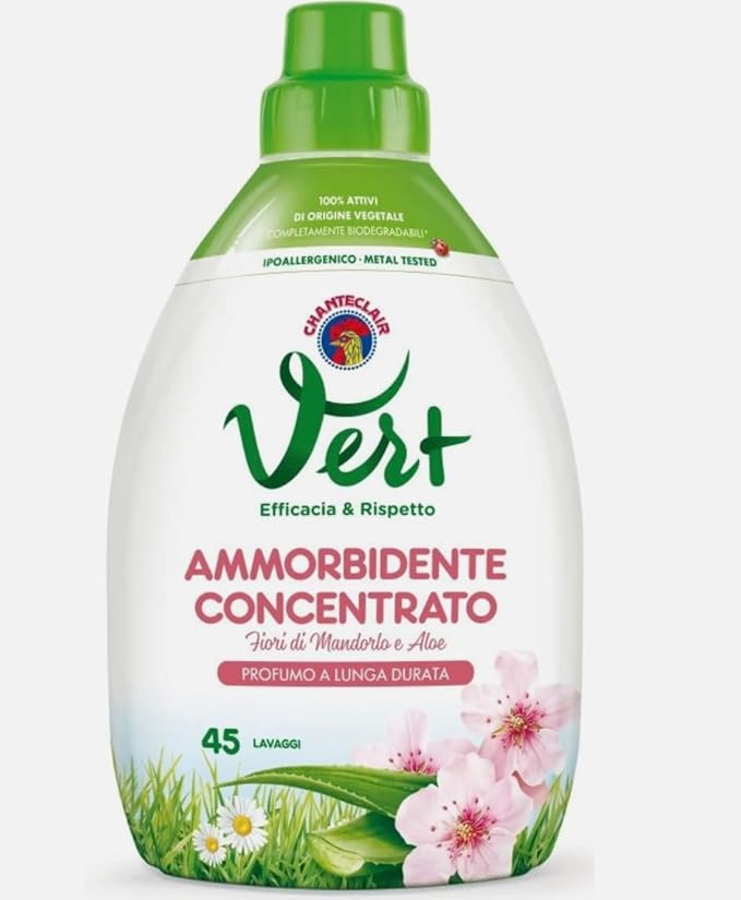 Vert Concentrated Fabric Softener, Almond Blossom and Aloe Scent, 45 Loads