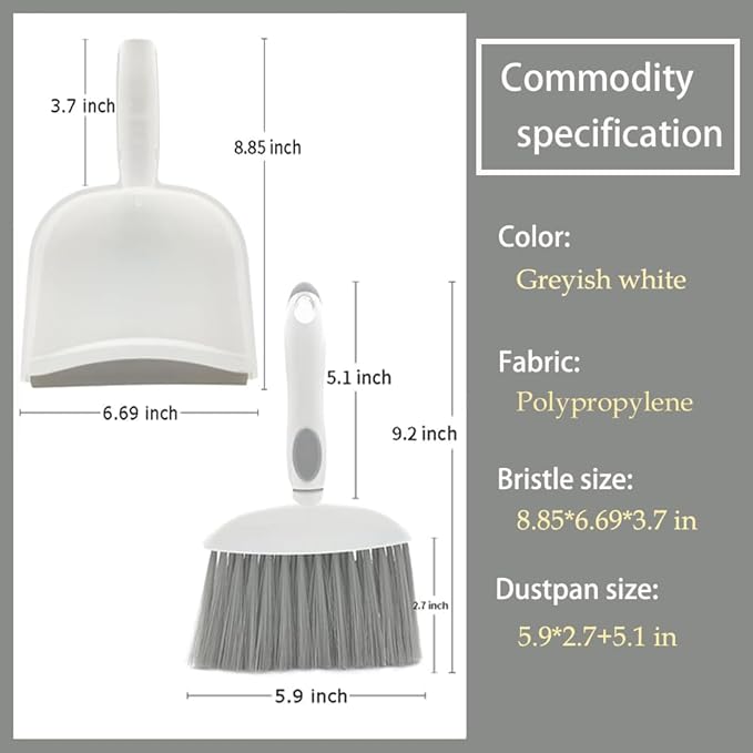 Dust pan, Small Broom and Dustpan Set, Mini Dustpan and Brush Set, Small Hand Broom with Dust Pan for Desk Table Cat Litter - Compact Hand Broom for Kitchen Counter Crumbs, RV Living Essentials (Gray)
