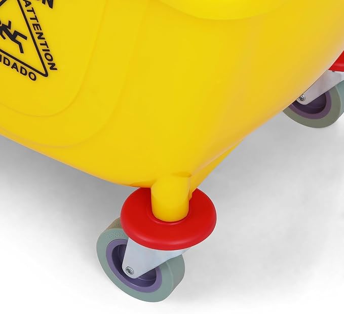 Simpli-Magic Commercial Mop Bucket with Side Press Wringer, 26 Quart – 50,000 Cycles Wringer – Industrial Mop Bucket with Wheels, Yellow