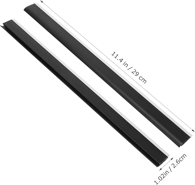 2pcs Plastic Strip Replacement for Dustpan Edge Bar Dust Pan Inlet Soft Pressing Strips Protector Garbage Shovel Closing Edges Straps Dustpan Repair Accessories Black