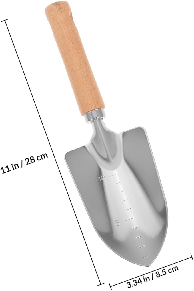 Wood Handle Gardening Shovel and Hand Trowel for Outdoor Planting and Digging, Wide Blade Small Spade Garden Tool with Sturdy Wooden Handle for Lawn and Vegetable Beds