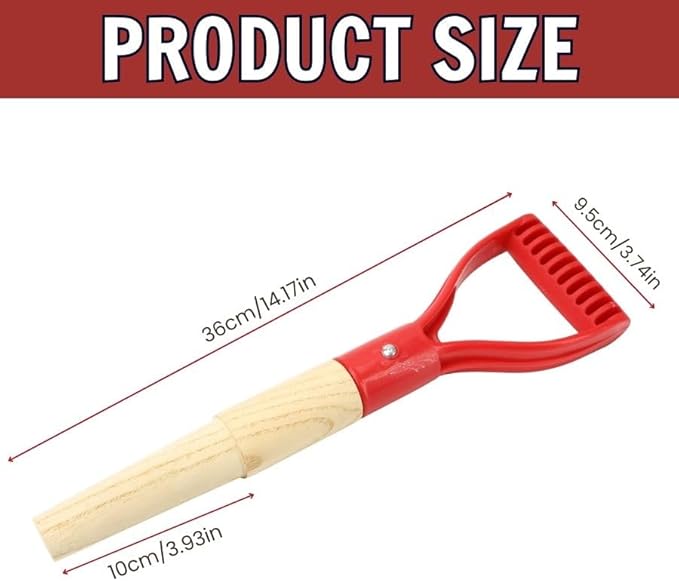 Shovel Handle Replacement – Short Wooden Handle 36cm Pitch Fork for Gardening Tool Spade, Rake, Digging, Camping, Garden Decoration, Durable D Shaped Grip with Nonslip Surface for Secure Control