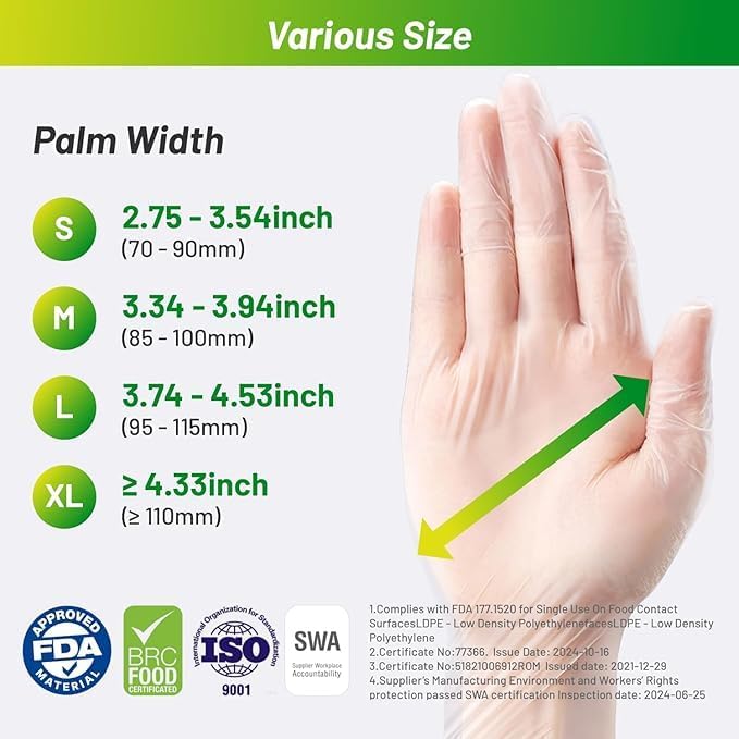 Disposable TPE Cooking Gloves, Ideal for Cleaning and Food Prep, Latex & Powder Free, Food safe