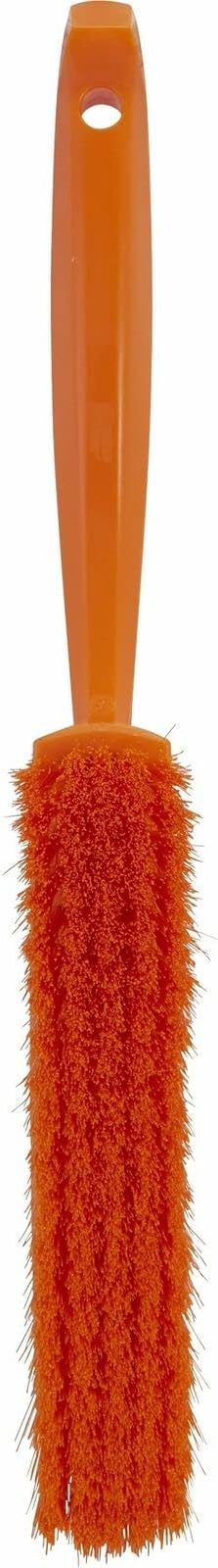 Vikan 45877 Bench Cleaning Brush, Polypropylene/Polyester Soft Bristle Dustpan Brush & Sweeper With Handle, 14-Inch, Orange