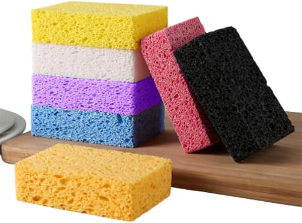 12 - Pack Non-Scratch Scrub Sponges - Sponges for Dishes and Washing Dishes, Cleaning Sponges for Kitchen Home Bathroom Cars, Funny Cut-Outs DIY for Kids (Purple
