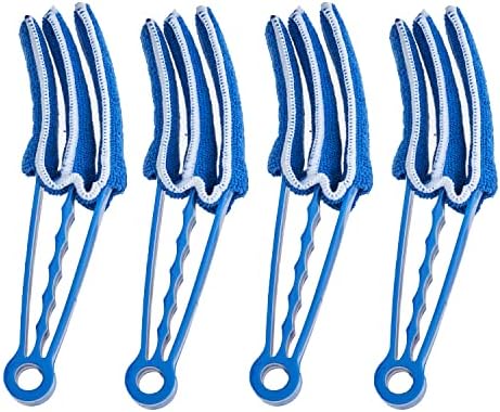 Blind Cleaner Duster Tool, Fan Blade Cleaner, Air Duct Cleaning Tools, Blue Window Blinds Cleaner with Microfiber Sleeve for Fans, Window Blinds, Vents, Shutters…(4 Pack -Superio)