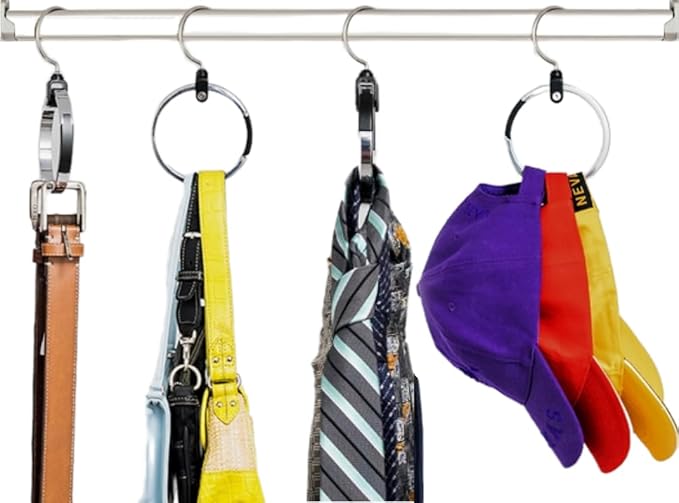 Rolly Hanger® Closet Space Saver – Premium Rotating Aluminum Organizer for Belts, Ties, Hats & Handbags – Heavy Duty 360° Swivel – Declutter & Maximize Storage (2 Pack)