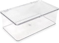 Isaac Jacobs Medium Stackable Organizer Bin (10.75”x6.5”x3.7”) w/ Hinged Lid, Clear Storage Box, Home, Office, School, Fridge, Bathroom, Kitchen, Pantry Container, BPA-Free, Food Safe (Medium, Clear)
