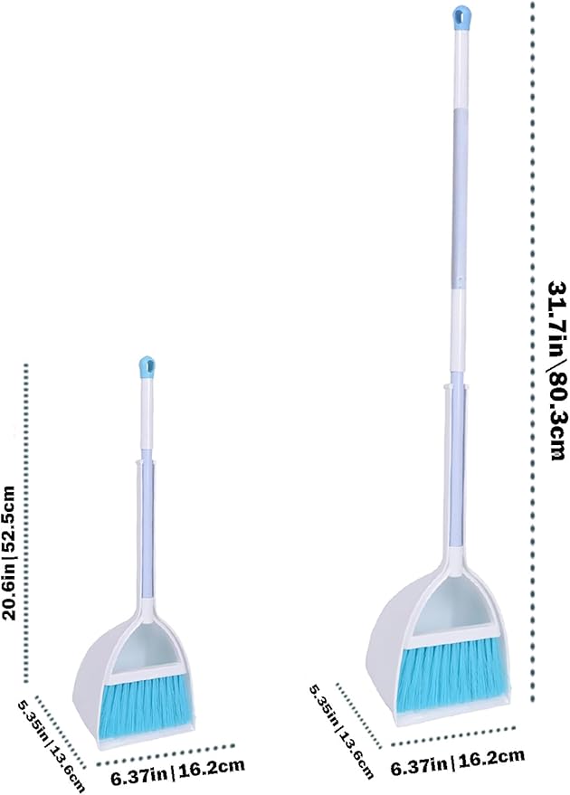 Mini Broom and Dustpan, Home Kitchen Sweeping for Kids(White+Blue)