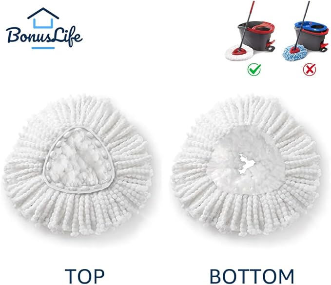 Mop Heads Replacements for O-Ceda Easy Wrin Spin System, Microfiber Refills, Easy Cleaning Mop Head Replacement White 6 Pack