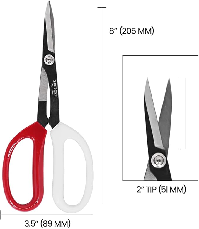 Zenport ZS104 Deluxe Scissors, 8 inches long, Horticulture & Craft Scissors with Durable Carbon Steel Blades, Precision Cutting of Plants, Garden, Fruit, and Craft Materials