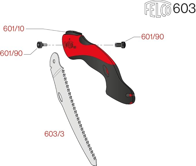 FELCO 603 Folding Pruning Saw – Curved Pull-Stroke Saw for Tree Trimming & Elevated Cut | Tree Branch Cutter | Folding Handsaw with Chrome-Plated 8" Blade, Non-Slip Handle, Blade Lock, Swiss Precision