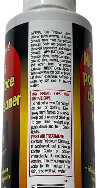 Imperial Gas Fireplace Glass Cleaner – 8 oz Bottle | KK0044 | Non-Abrasive Formula for Gas Fireplace Glass