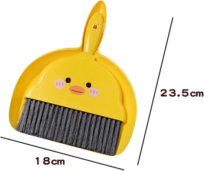 Broom Dustpan Suit Cartoon Duck Dormitory Debris Brush for Indoor Outdoor Traveling Camping Portable