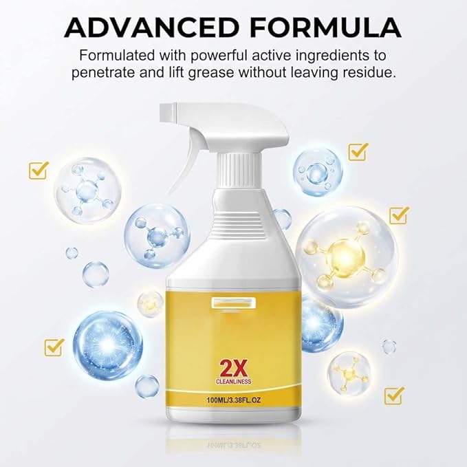 Drkicsy 2 Packs Kitchen Heavy Oil Cleaner Spray, Oven Cleaner Heavy Oil Stain Cleaner Kitchen Degreaser, All Purpose Heavy Duty Oil Cleaning Agent Foam Cleaner for Countertops and Appliances