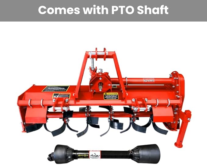 48" Rotary Tiller – Gear-Driven 3-Point Tiller for Tractors 20-35 HP, 36 Heavy-Duty Tines, Max 6.89” Depth – PTO Powered Category 1 Tiller for Gardens, Farms & Landscaping