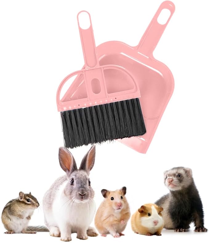 Mini Broom and Dustpan Set - Compact Cleaning Kit for Home, Car, Camping, Small Spaces, Pet Cleanup, and Travel - Durable Small Broom and Dustpan Set Mini - Rose Pink Broom