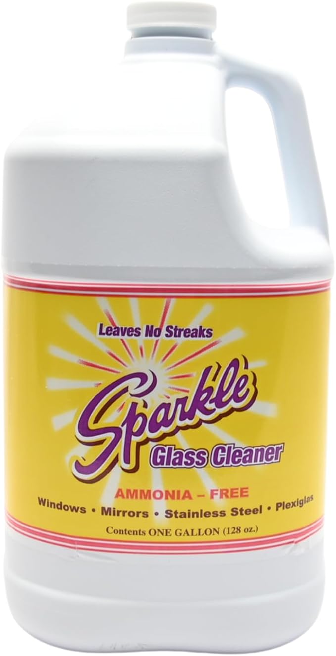 Sparkle Glass Cleaner Refill 1 Gallon (128 Fl Oz) – Ammonia-Free Heavy Duty Streak-Free Formula for Windows, Mirrors & Glass (Pack of 1)