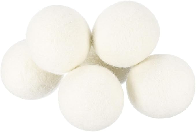 uxcell 6 Pcs Wool Dryer Balls, 2.6 Inches Wool Laundry Dryer Balls for Reducing Clothing Static and Wrinkles, White