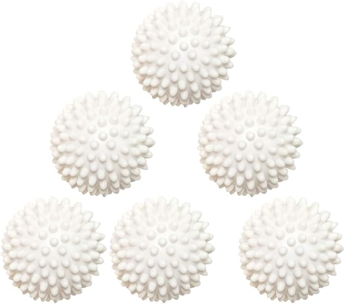 Reusable Dryer Balls Laundry Wash Dryer Balls Anti-Static Fabric Softener Laundry Washing Ball, 6pcs（White）