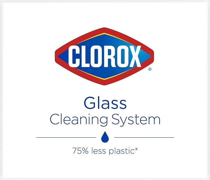 Clorox Glass Cleaner Cleaning Kit, 1 Reusable Bottle Plus 2 Refill Cartridges, Multi-Surface Cleaner, Home Cleaning Kit, 3 Piece Set