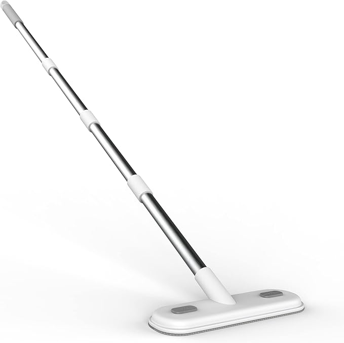 Window Screen Cleaner | 2 in 1 Multifunctional Screen Brush & Floor Cleaner | Extra Long Handle | 4 Foot Handle | Portable Household Squeegee | Includes Cleaning Wipes, White/Gray
