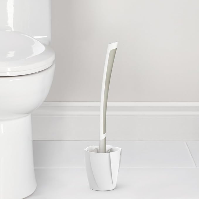 Better Living Products 17253 LOOEEZ Hygienic Toilet Squeegee/Brush, White with Grey