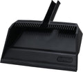 Superio Wide Plastic Dustpan with Comb - 16" Wide, Rubber Lip, Broom Handle Clip, Black