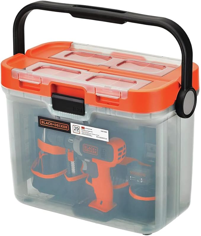 BLACK+DECKER BCKSB29C1 20V MAX* Cordless Drill with 28-Piece Home Project Kit in Translucent Tool Box