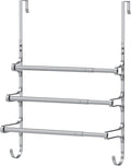 CANYAVE Over The Door Towel Rack, Over Door Towel Rack for Bathroom Door, Triple Towel Storage Holder with Hooks (Silver)