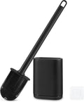 Silicone Toilet Brush and Holder Bendable Efficient Cleaning Wall Mounted Toilet Bowl Brush with Long Handle Brush Head and Silicone Bristles No Rusty Handles Problem (Black)