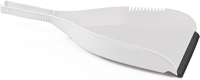 Superio Clip-On Dustpan - Heavy Duty Plastic, Easy Grip Clip-On Dust Pan with Rubber Edge, Detailed Sweeping Debris, Fits Standard Brooms Home & Commercial Dusting & Cleaning Tool, Grey