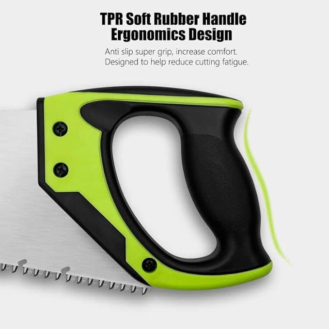 18 Inch Hand Saw, Upgraded Heavy Duty Wood Saw with Chip Removal Design Rust-proof Handsaw for Sawing Pruning Gardening Wood Plastic and Drywall