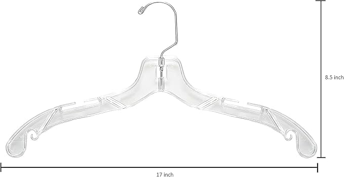 DEILSY™ Clear Plastic Hangers 100 Pack - Durable Clothes Hanger for Wardrobe Organization, Essential Plastic Hanger for Garments, Versatile Coat Hangers for Home and Retail Use