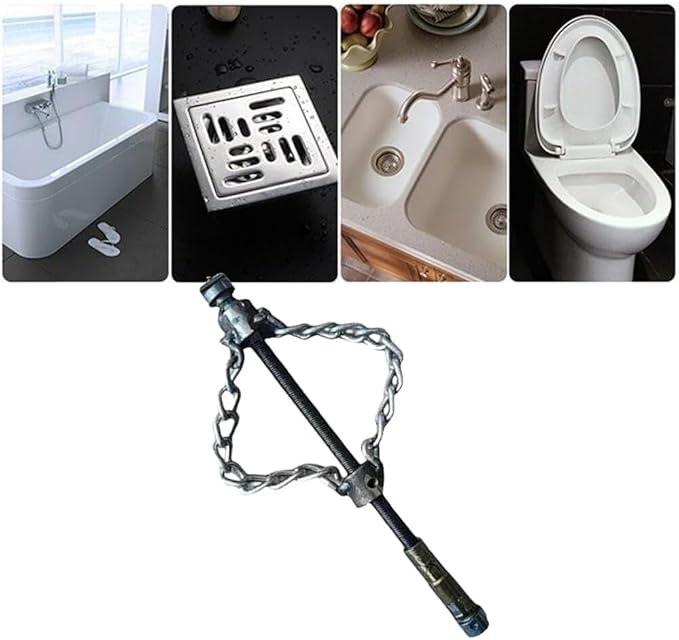 Flex-Shaft Sewer Descaling Chain - Drain Clog Remover Tool for 16mm Pipes, Drill-Powered PVC Pipe Maintenance, Spring Drain Opener for Sinks, Toilets, Boilers