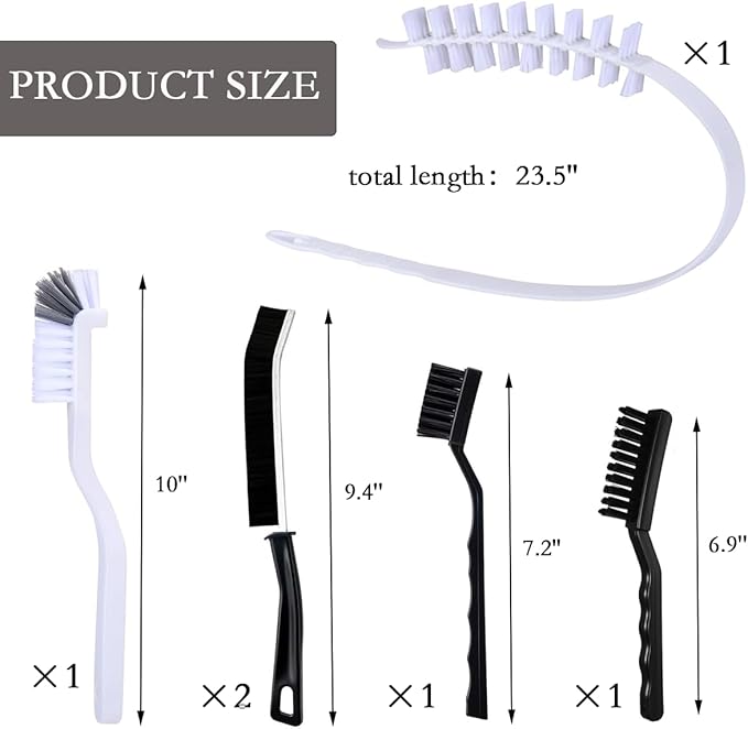 Washing Machine Cleaning Brush Kits, Front Load Washer Scrub Cleaner Brushes Accessories with 1Pc Drum Slot Brush & 5Pcs Crevice Cleaning Brushes for Tight Spaces and Washer Rubber Seal